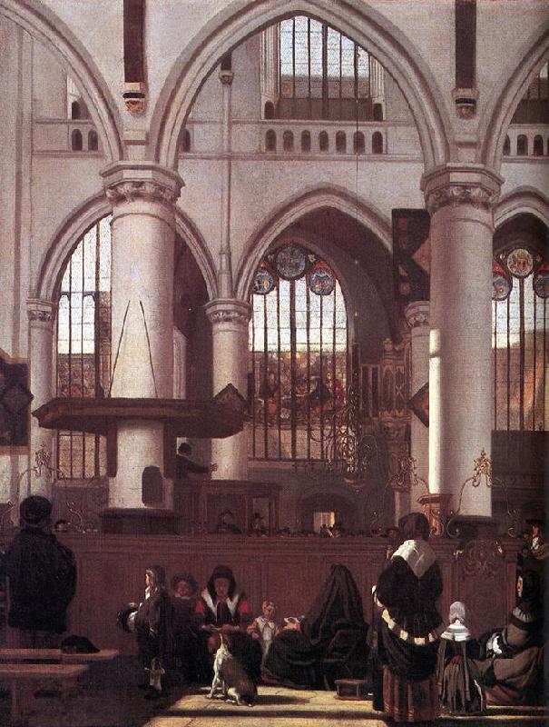 WITTE, Emanuel de The Interior of the Oude Kerk, Amsterdam, during a Sermon China oil painting art